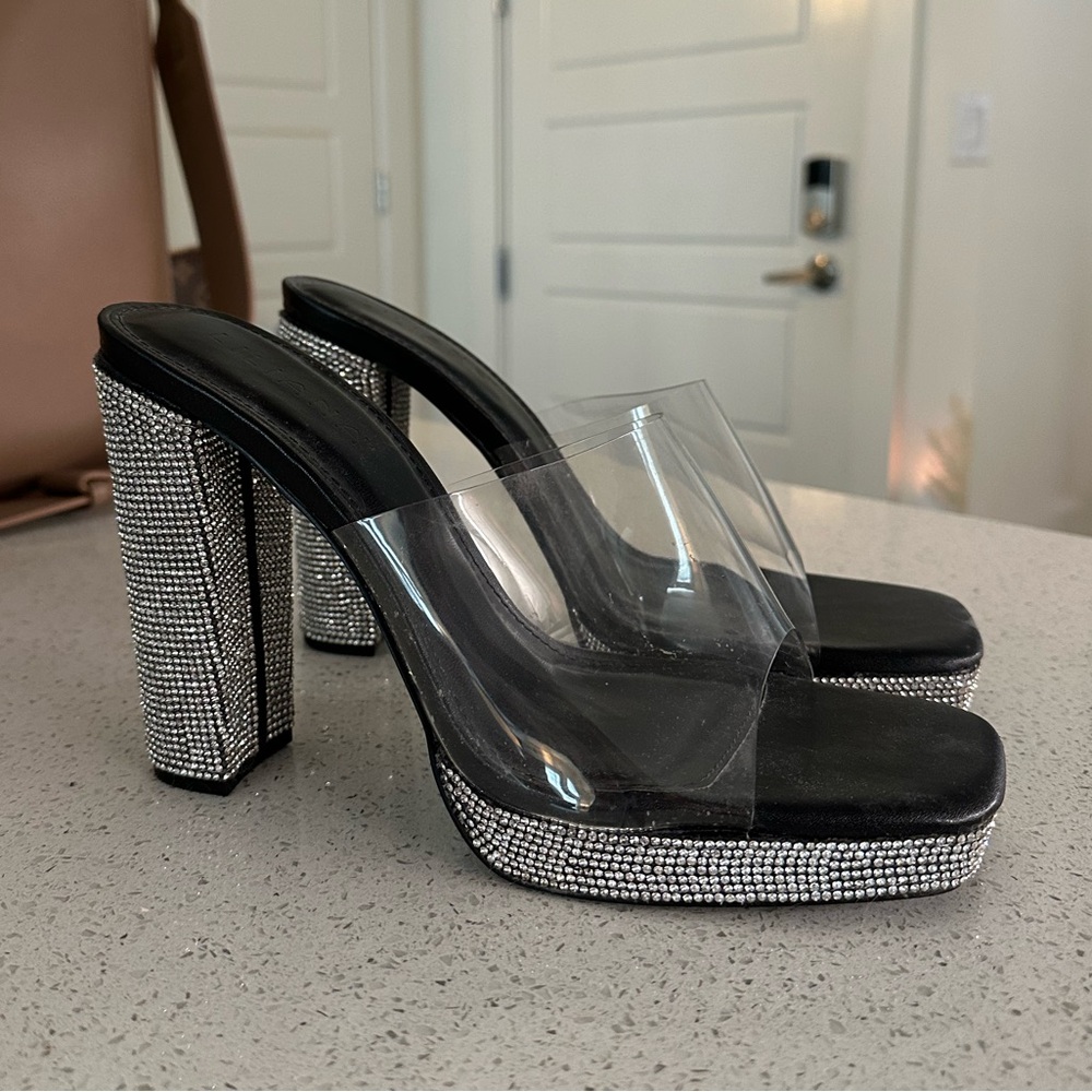 Black and Silver Rhinestone Heels